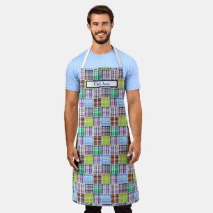 Delantal Preppy Multicolor Patchwork de Madras #1
