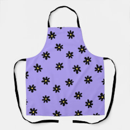 Delantal Preppy Purple Black Floral Simple Flower Pattern