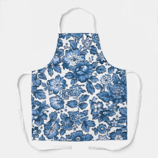 Delantal Pretty Boho Blue and White Floral