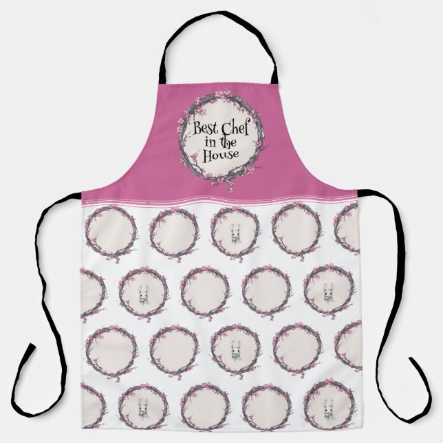 Delantal Primavera de una liebre, florecimiento de cerezos (Anverso)