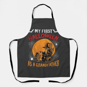 Delantal Primer Halloween como abuelo brujo murciélago luna