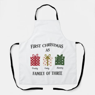 Delantal Primer Navidad como Familia de Tres Regalo
