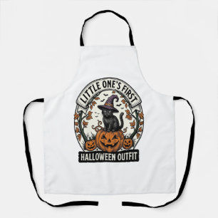 Delantal Primer Traje de Halloween Vintage Gato Negro Calab