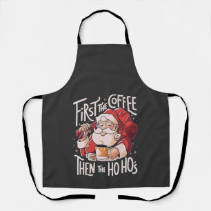 Delantal Primero café luego los Ho Hos Navidad Santa