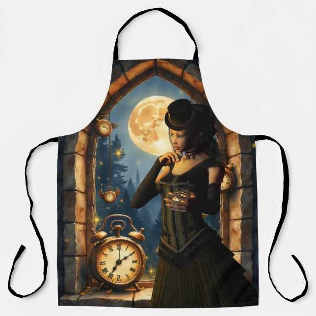 Delantal Princess of the Clocks – Keeper of Moonlit Hours.  (Anverso)