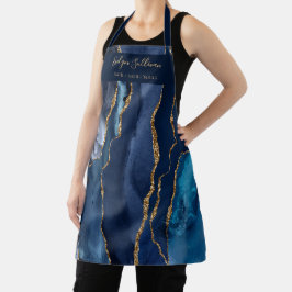 delantal profesional de belleza de agate azul