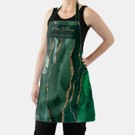 delantal profesional de belleza esmeralda