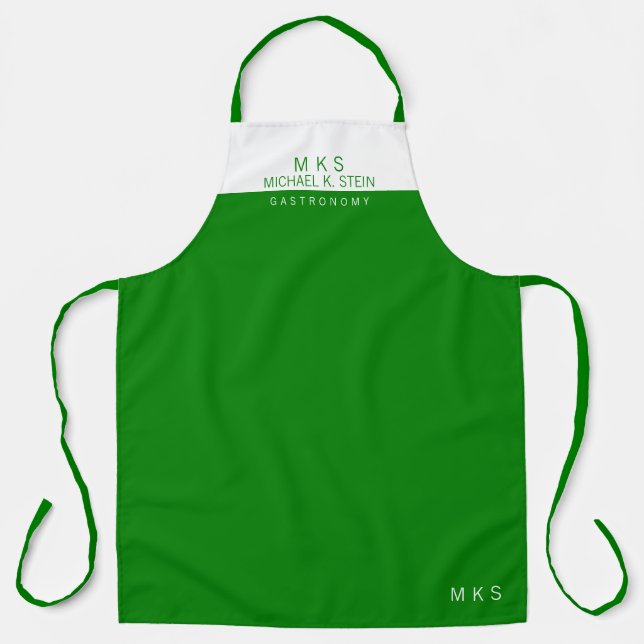 Delantal profesional (gastronómico) mitad verde mitad blanc (Anverso)