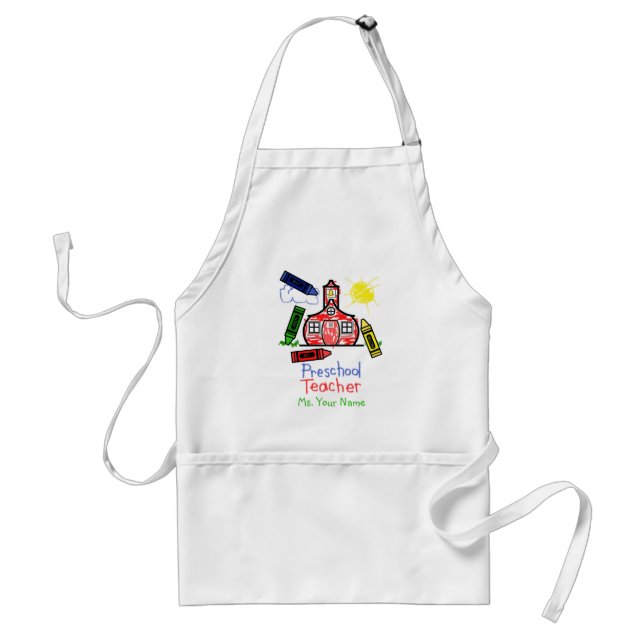 Delantal Profesora de preescolar Apron - Escuelas y Crayone (Frente)
