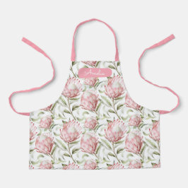 Delantal Proteas rosadas Apron floral personalizado para ni