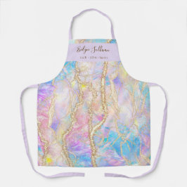 Delantal protector profesional de belleza opal azul