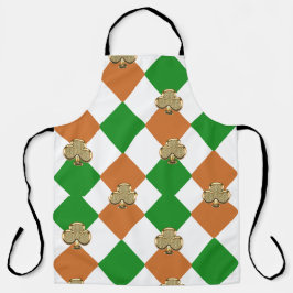 Delantal protector verde de trébol de trébol naranja