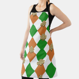 Delantal protector verde de trébol de trébol naranja