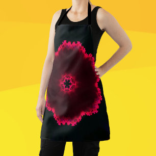 Delantal Psicodelia Flor Hippie rosa y negra