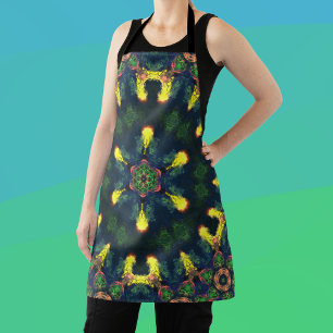 Delantal Psicodelia Hippie Amarillo Verde y Azul