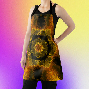 Delantal Psicodelia Hippie amarillo y negro