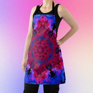 Delantal Psicodelia Hippie Rojo Rosa y Azul