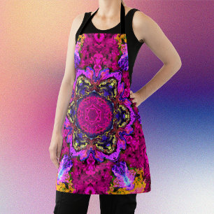Delantal Psicodelia Hippie rosa amarillo y Naranja
