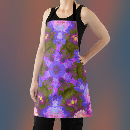 Delantal Psicodelia Mandala Flor morado y azul