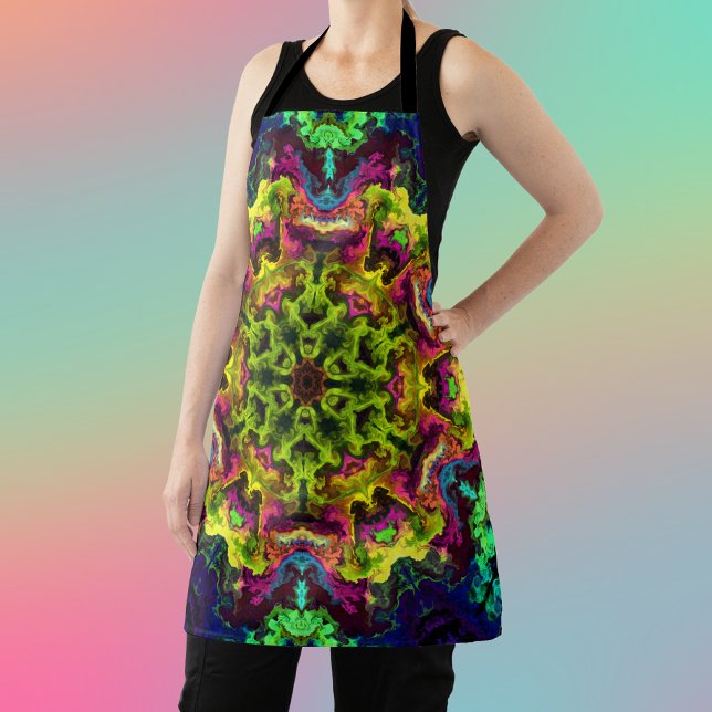 Delantal Psicodelia Mandala Flor Verde Azul y Púrpura (Subido por el creador)