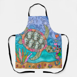 Delantal Psicodelia Mar Turtle Seahorse Art Apron