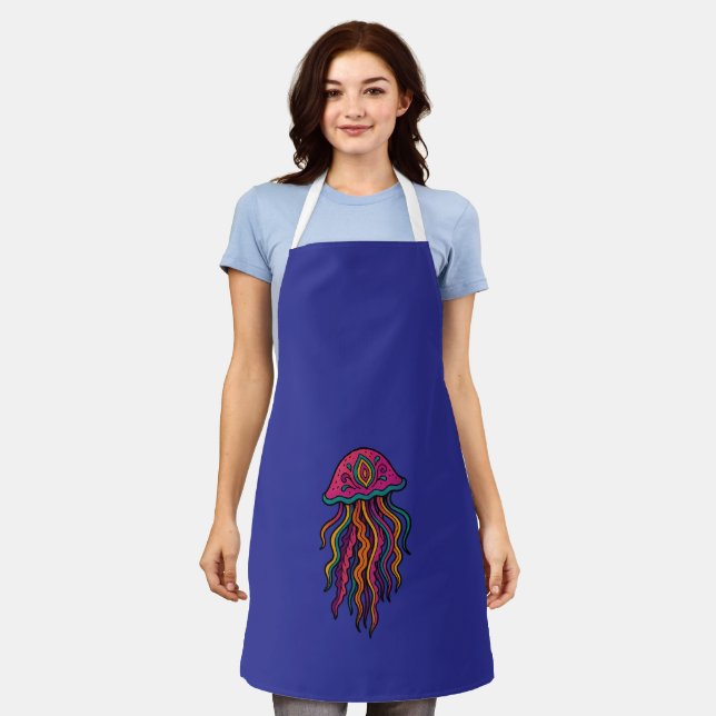Delantal Psychedelic Jellyfish Apron | Bold Ocean Vibes (Gastado)