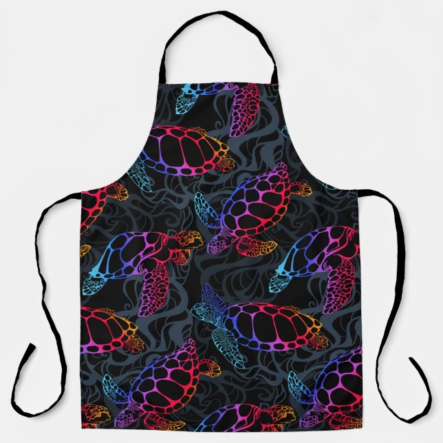 Delantal Psychedelic Sea Turtle: Boho Ocean (Anverso)
