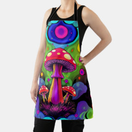 Delantal Psychedelic Vibrant Colorful Retro Mushrooms