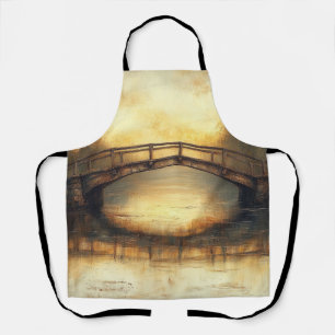 Delantal Puente Antiguo Sobre Río Pintura Campo 