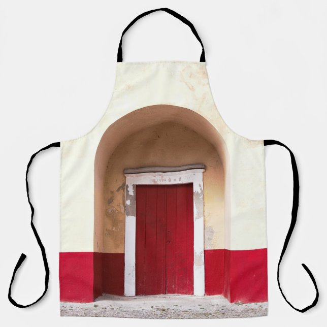 DELANTAL PUERTA DE MADERA ROJA (Anverso)
