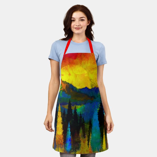 Delantal Puesta de sol en la montaña (Gastado)