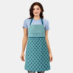 Delantal Puestos y estrellas turquesa Aqua + Cocina con tu