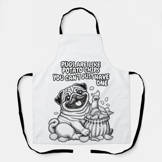 Delantal Pug Apron gusta de las papas fritas (Anverso)
