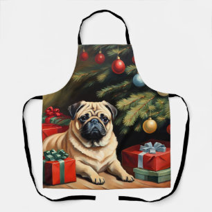 Delantal Pug celebra a los Navidades
