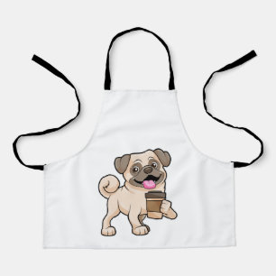 Delantal Pug con café para ir