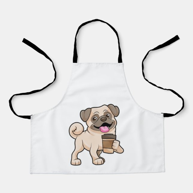 Delantal Pug con café para ir (Anverso)