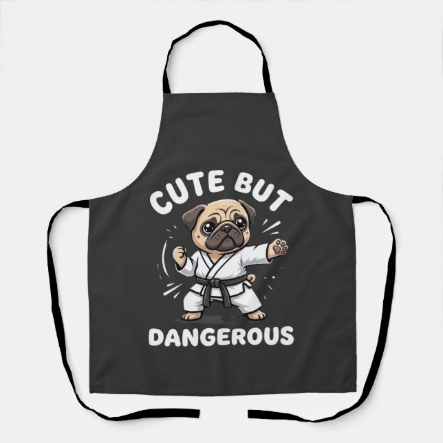 Delantal Pug de karate lindo pero peligroso (Anverso)
