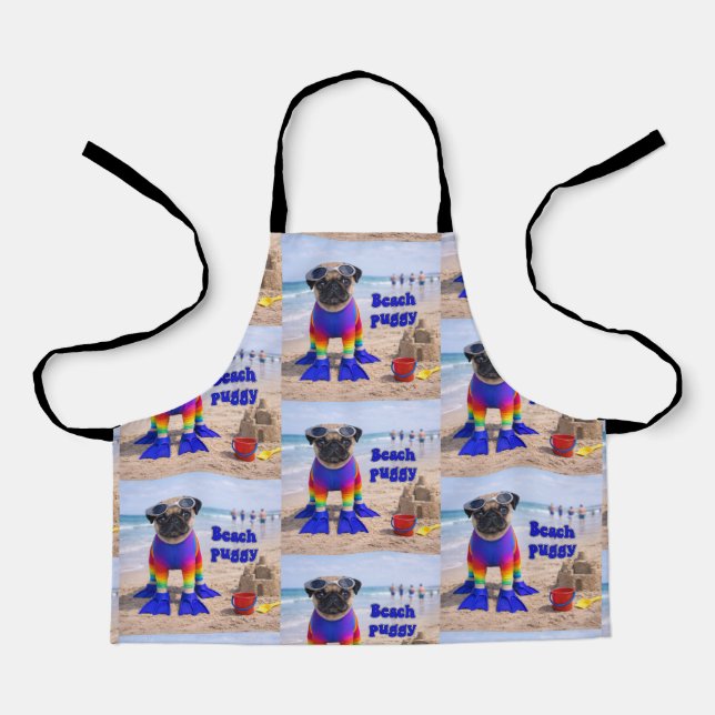 Delantal Pug de Playa (Anverso)