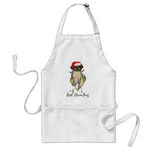 Delantal Pug Dog Bah Humpug Navidades graciosos