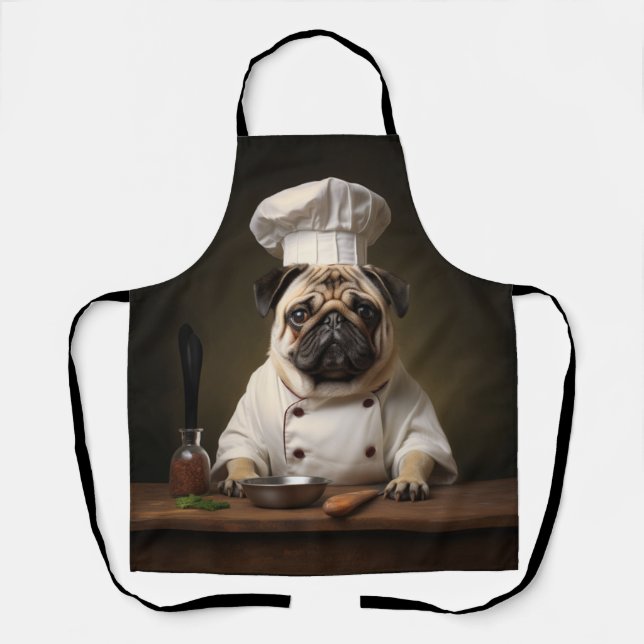Delantal Pug Dog Chef (Anverso)