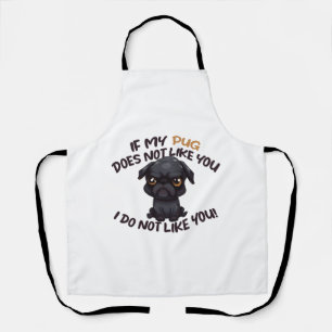 Delantal Pug enojado (negro) - Diseño único