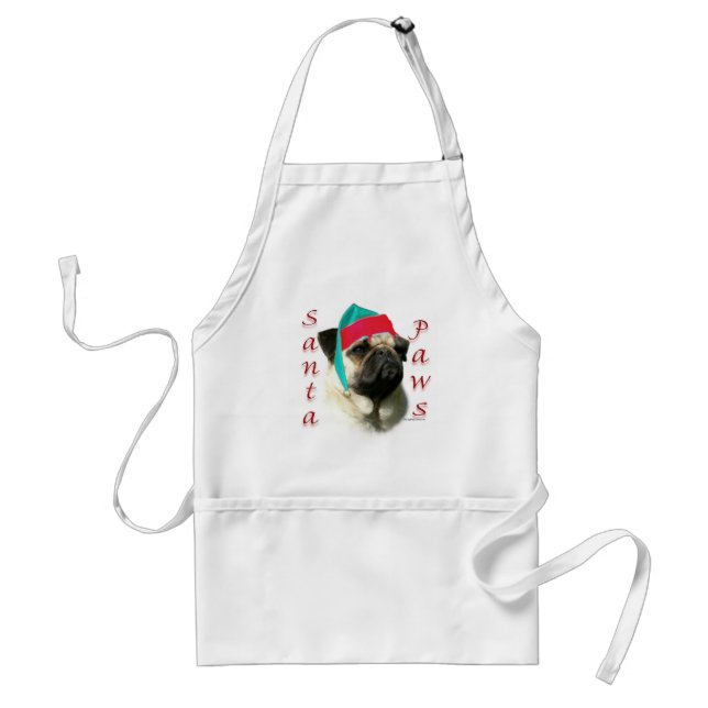 Delantal Pug (fawn) Santa Paws (Frente)