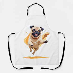 Delantal Pug Happy Playful Fun Saltando En El Aire Alegre