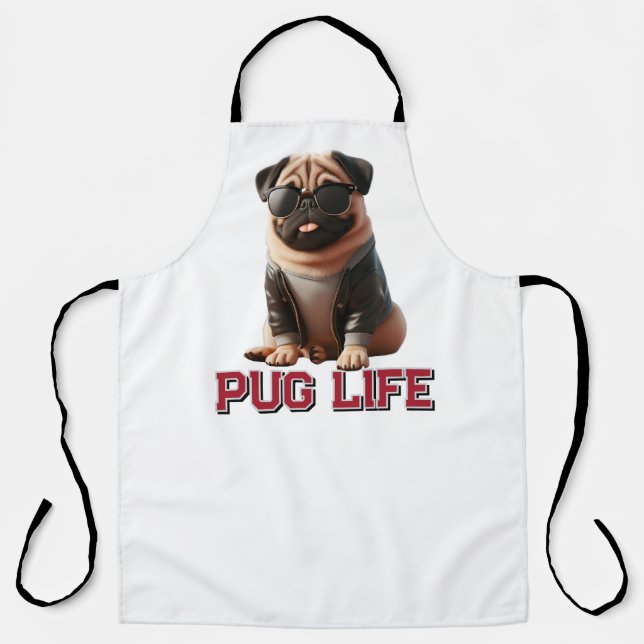 Delantal Pug Life adorable perro pug (Anverso)