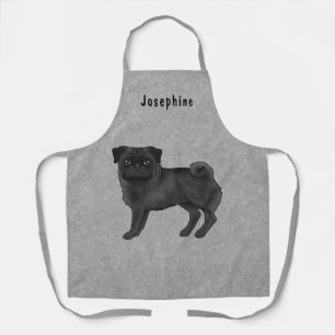 Delantal Pug negro Perro lindo Perro de dibujos animados co