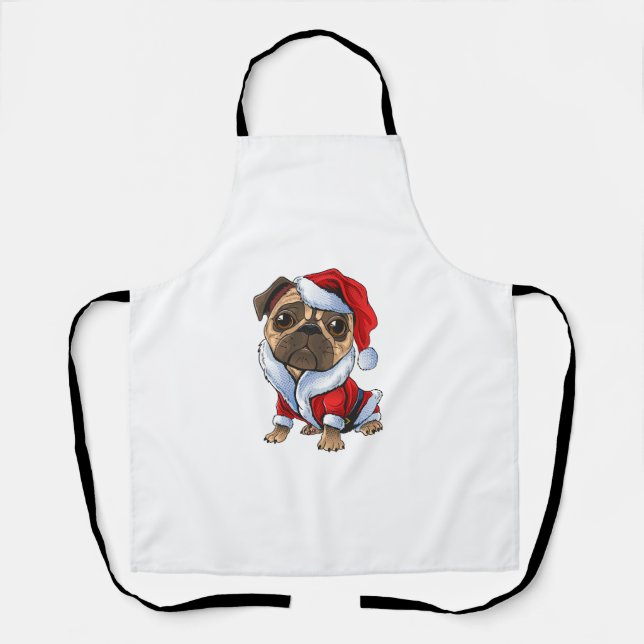 Delantal Pug Santa Navidades de disfraces Pajama Cute Perro (Anverso)
