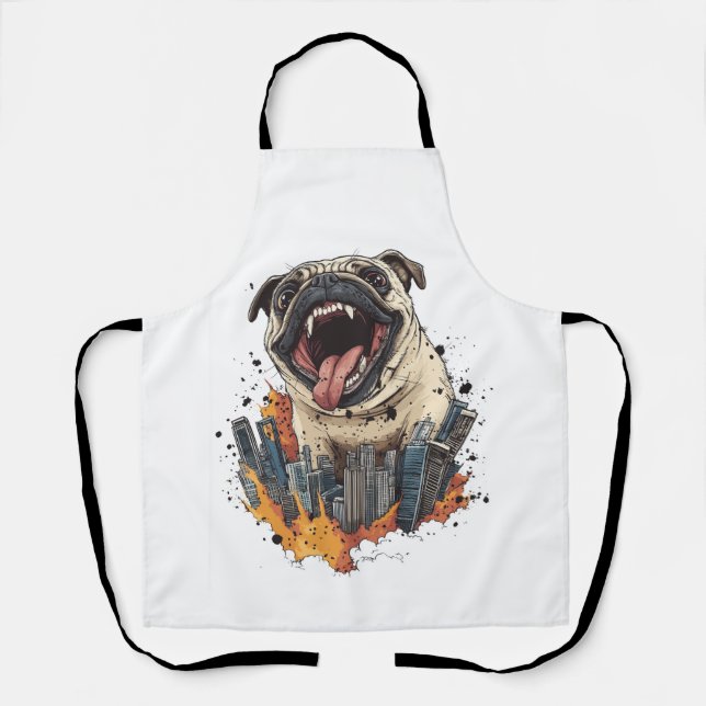 Delantal Pugzilla Ataca � Perro Monstruo Divertido (Anverso)