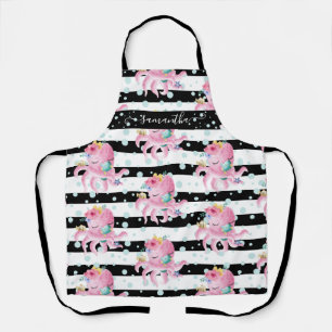 Delantal Púlpito Floral Rosa Burbujas de Agua Rayas Negras