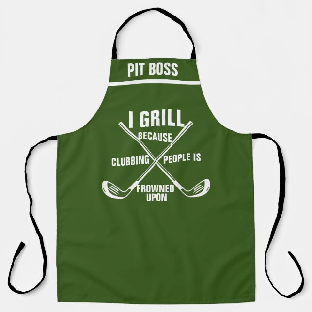 Delantal Pun de golf personalizado Aprons, Funny Grill BBQ  (Anverso)
