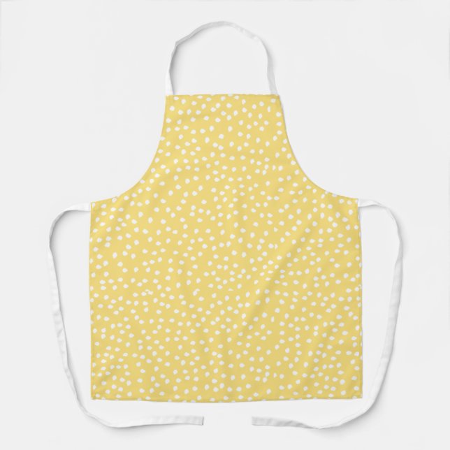 Delantal Punto de polka amarillo retro moderno (Anverso)